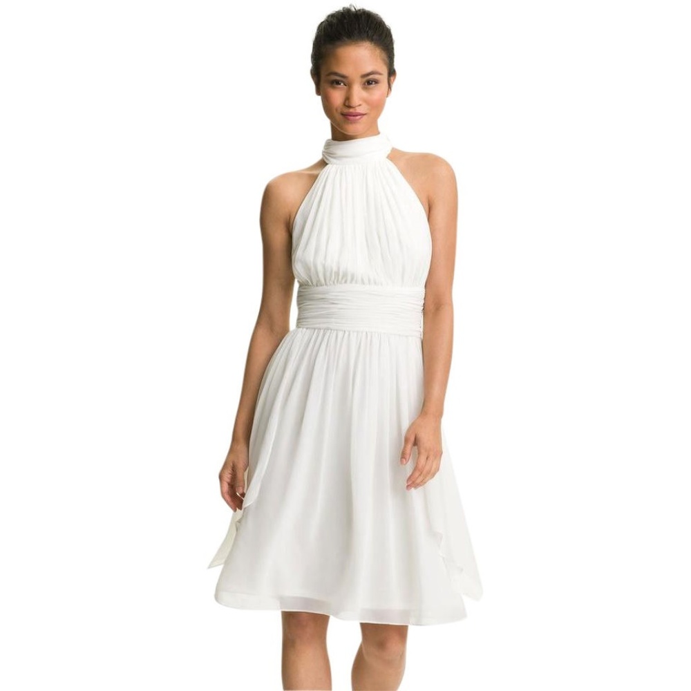 EUC Maggy London Ruched Chiffon Halter Dress